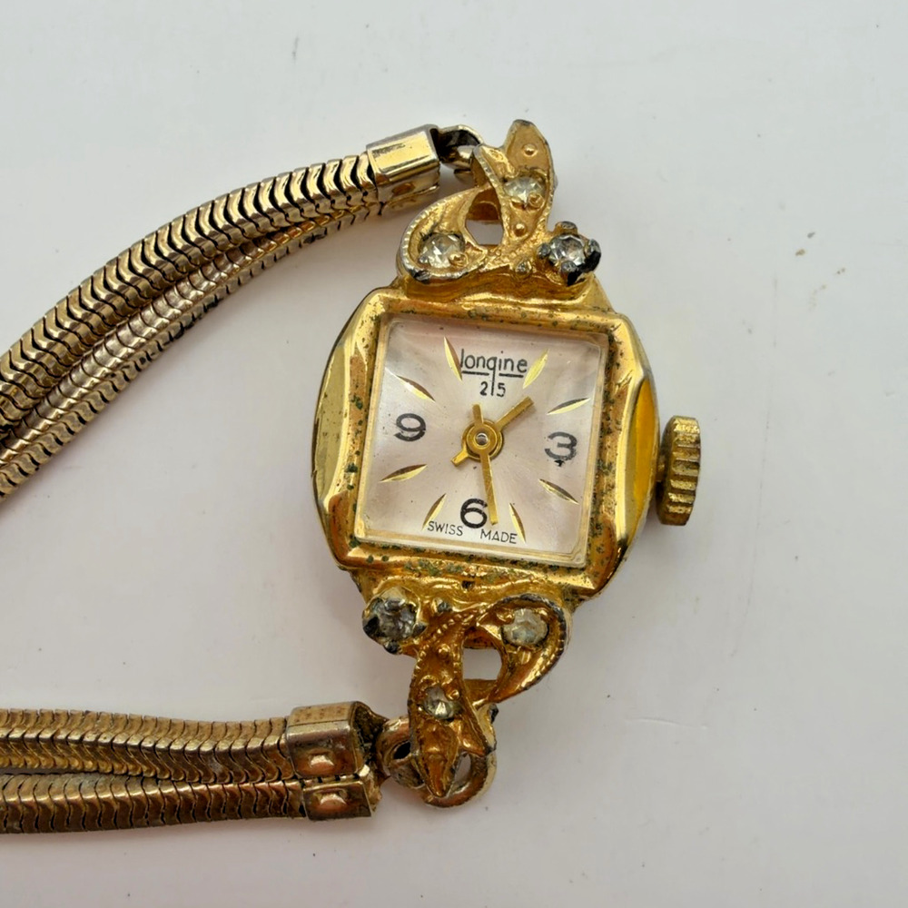 Vintage Longine 215 Ladies Swiss Manual Wind Bracelet Watch Parts